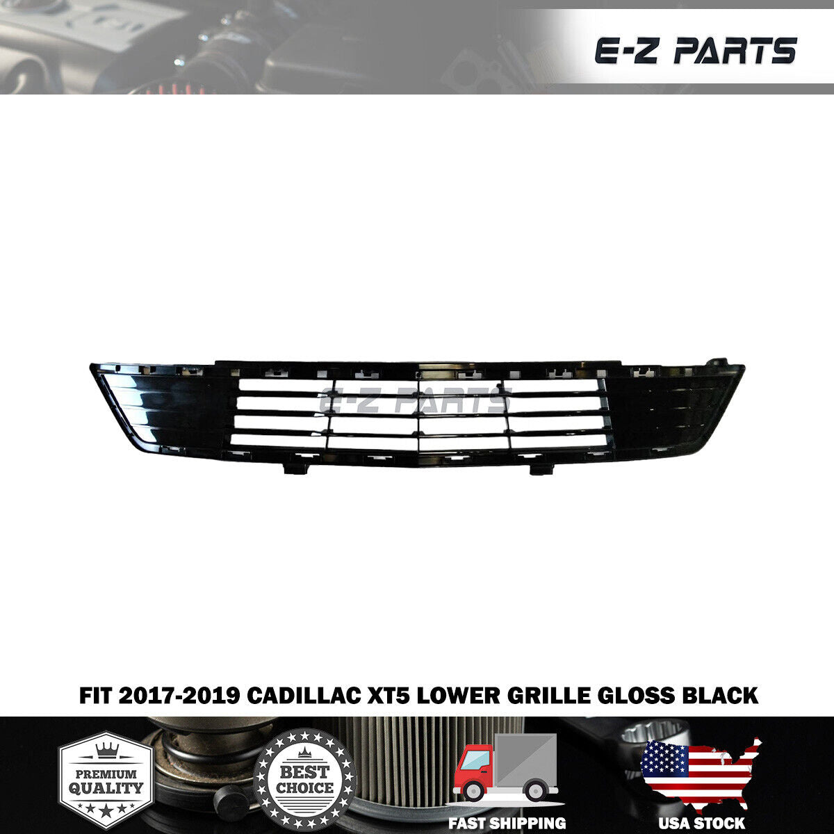 For 2017-2019 Cadillac XT5 Lower Grille Gloss Black