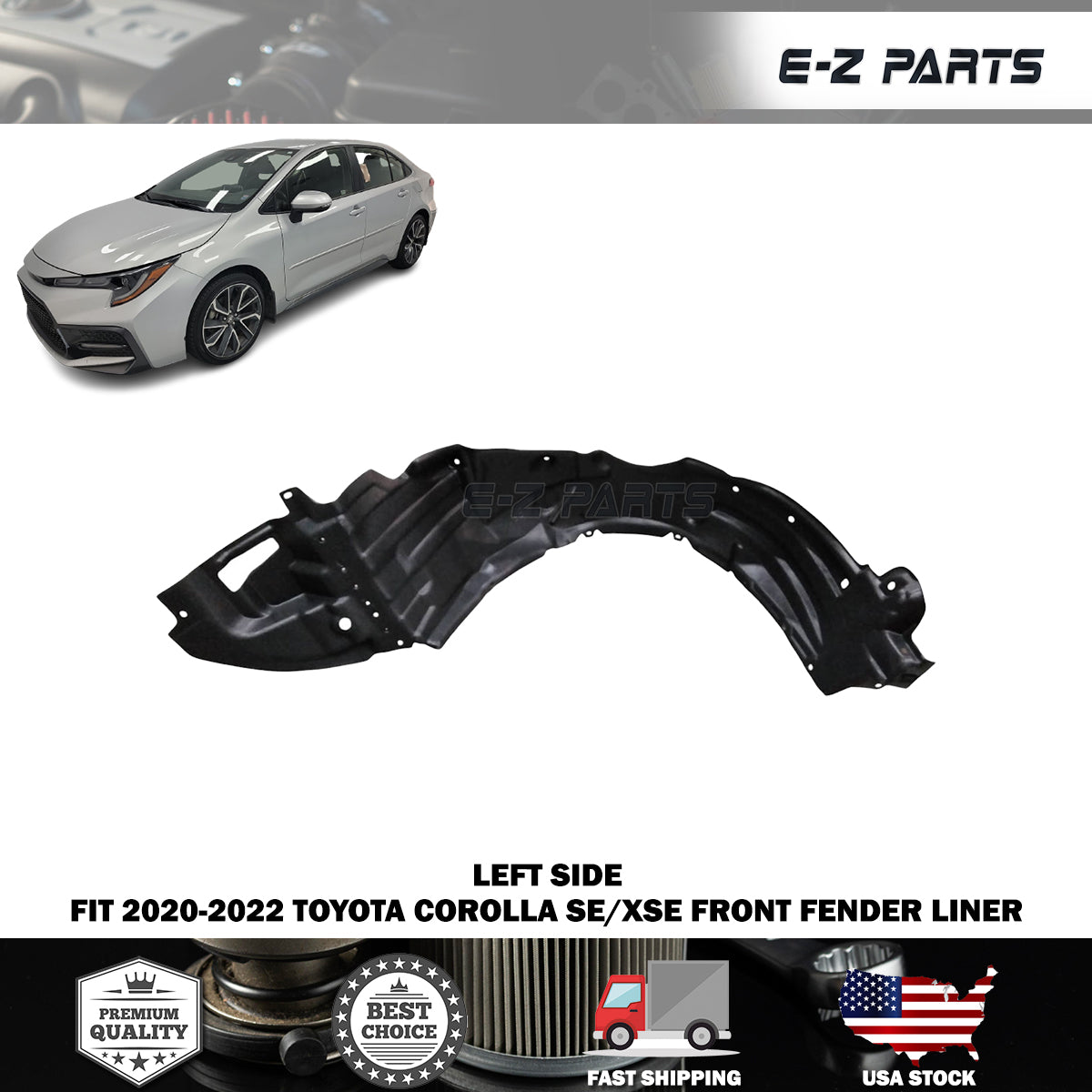 For 2020-2021 Toyota Corolla SE/XSE Front Driver Side LH Fender Liner