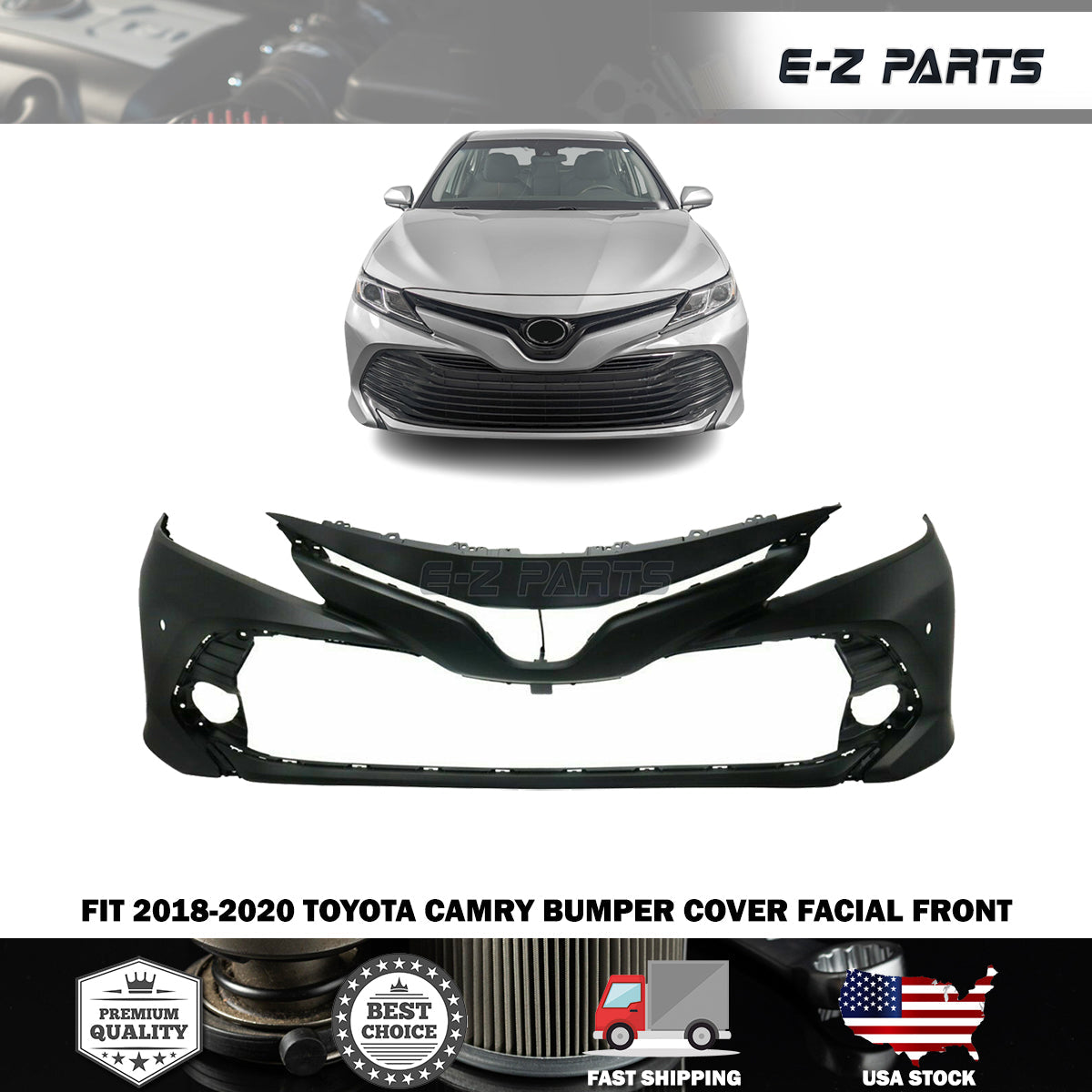 For 2018-2020 Toyota Camry Bumper Cover Facial Front