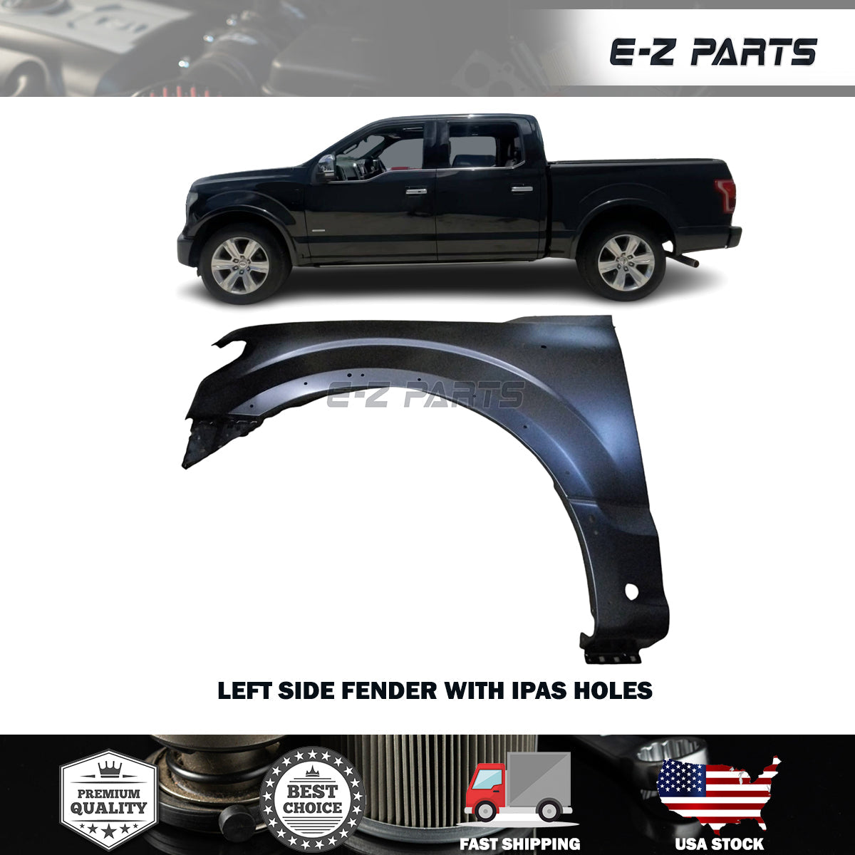 For 2015-2020 Ford F150 Aluminum With IPAS Holes Fender Driver Side LH