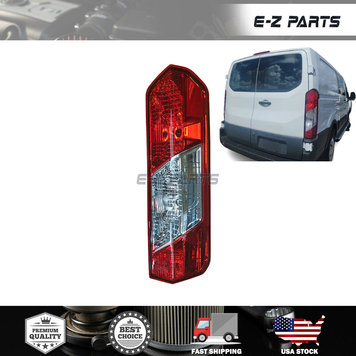 Fit 2015-2019 Ford Transit 150-250-350 Tail Light Cargo Van and Bus Tail Lamp, Rear Lights (Right Passenger Side)