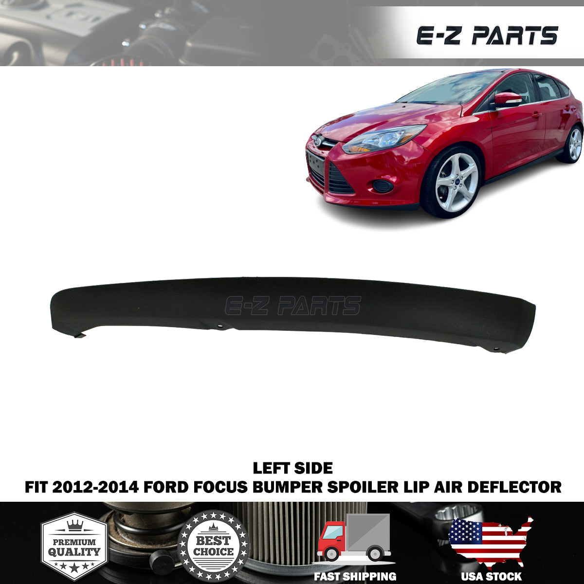 for 2012-2014 Ford Focus Bumper Spoiler Lip Air Deflector Left Front