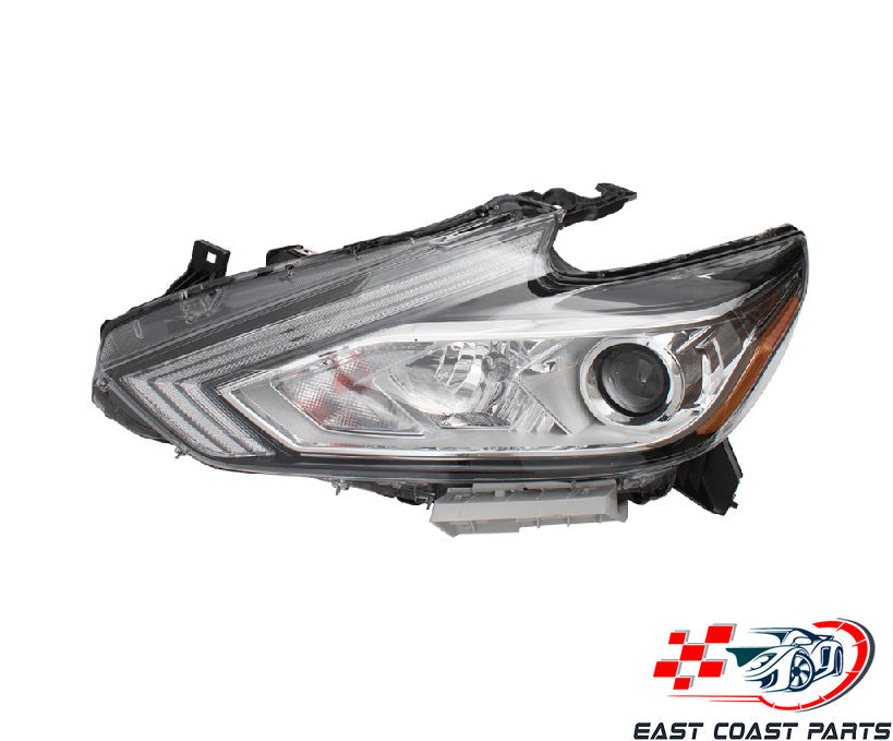 Premium Quality for 2016-2018 Nissan Altima Headlight Halogen W/O LED DRL Chrome Left Side