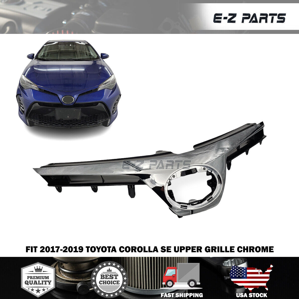 For 2017-2019 Toyota Corolla SE Upper Grille Chrome