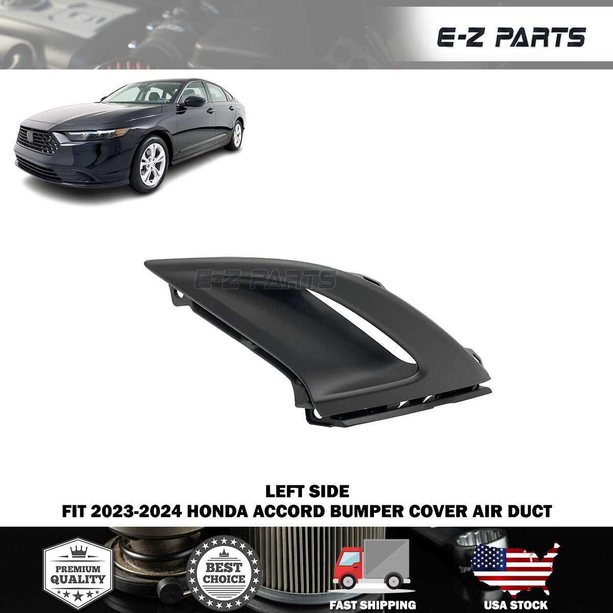 Fit 2023-2024 Honda Accord Bumper Cover Air Duct Driver Side LH