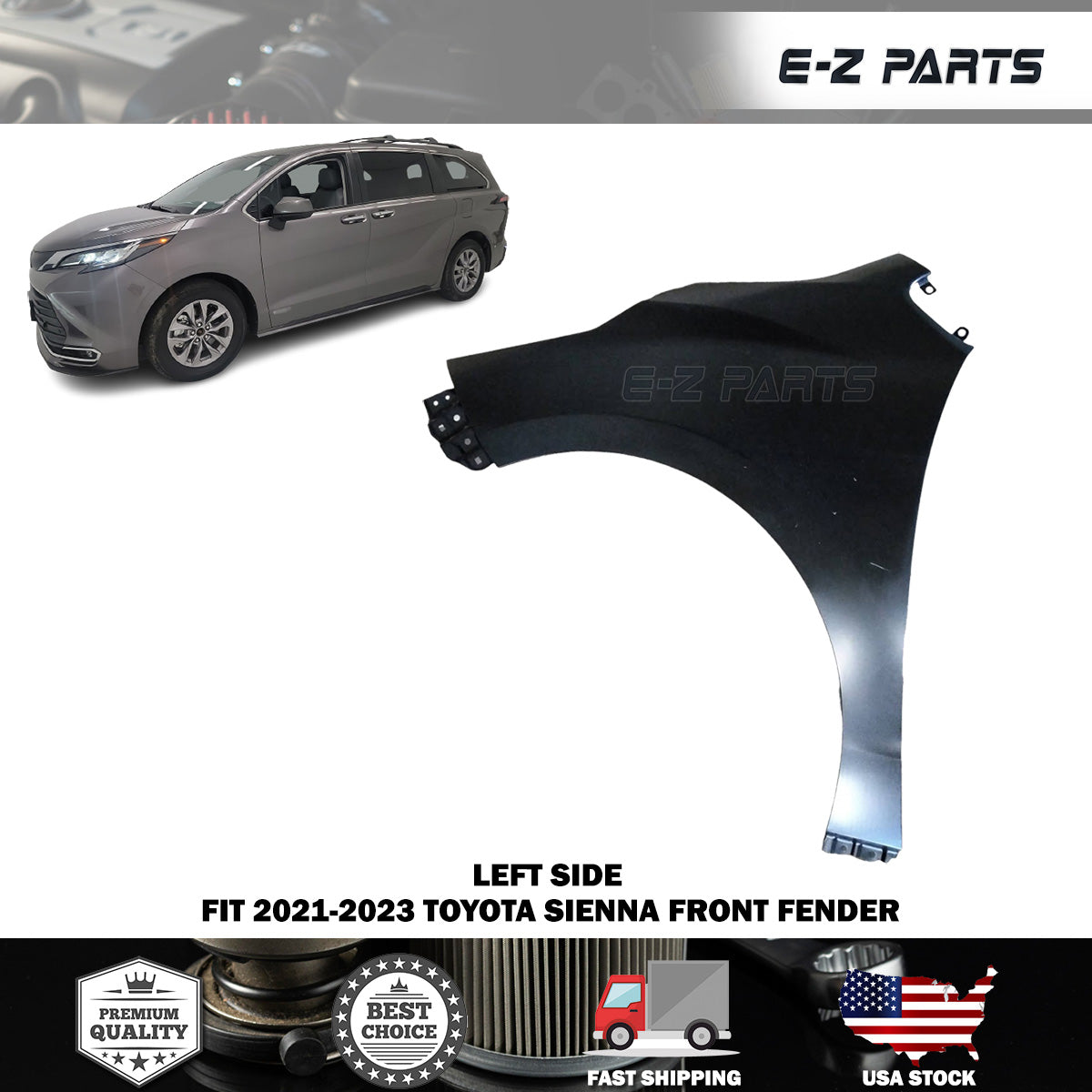 For 2021-2023 Toyota Sienna Left Front Fender Driver Side LH