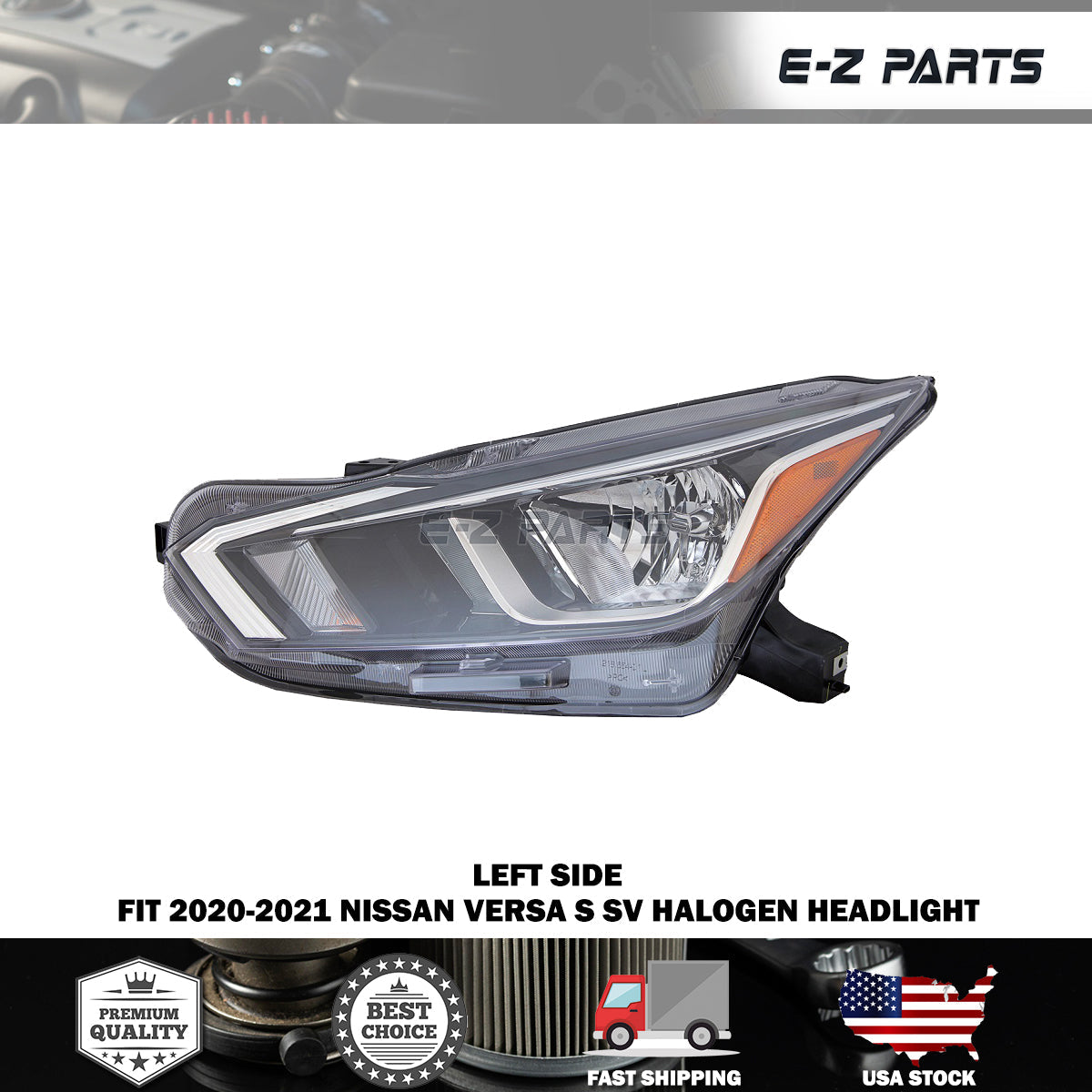 For 2020-2021 Nissan Versa S SV Halogen Headlight Left Driver 20-17320-00