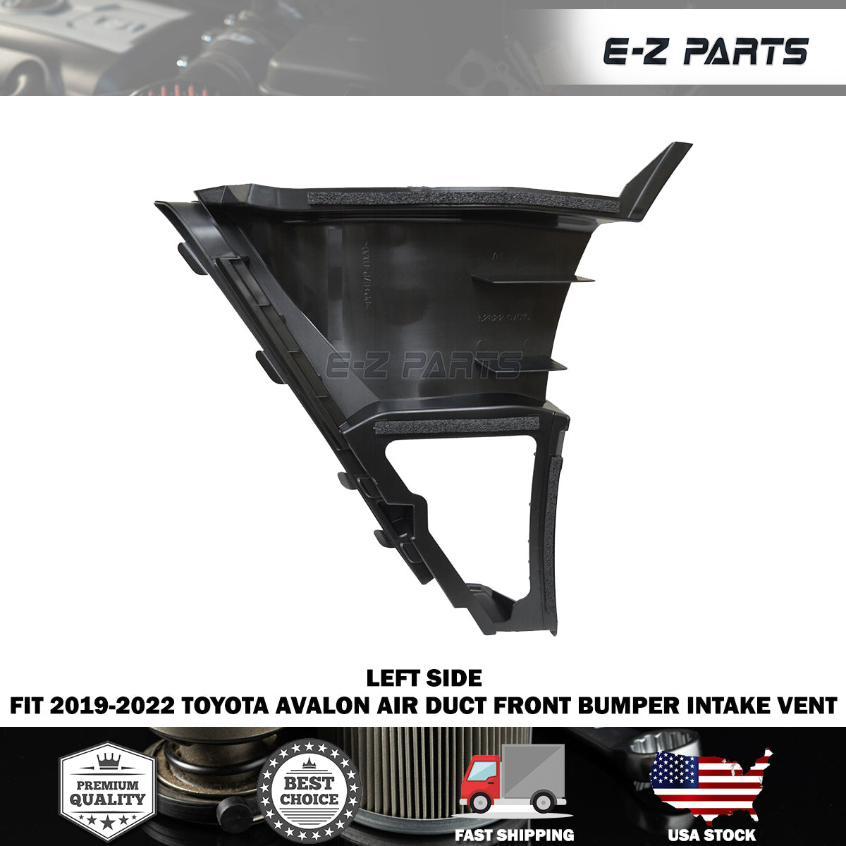 For 2019-2022 Toyota Avalon Left Side Air Duct Front Bumper Intake Vent Black