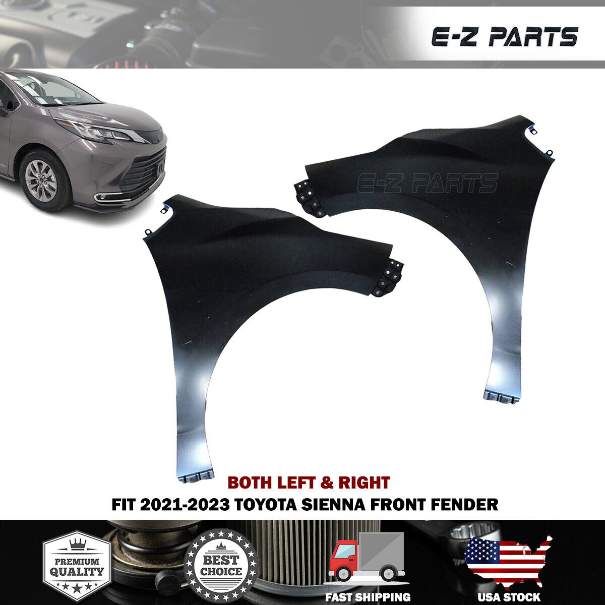 For 2021-2023 Toyota Sienna Both Left & Right Front Fender