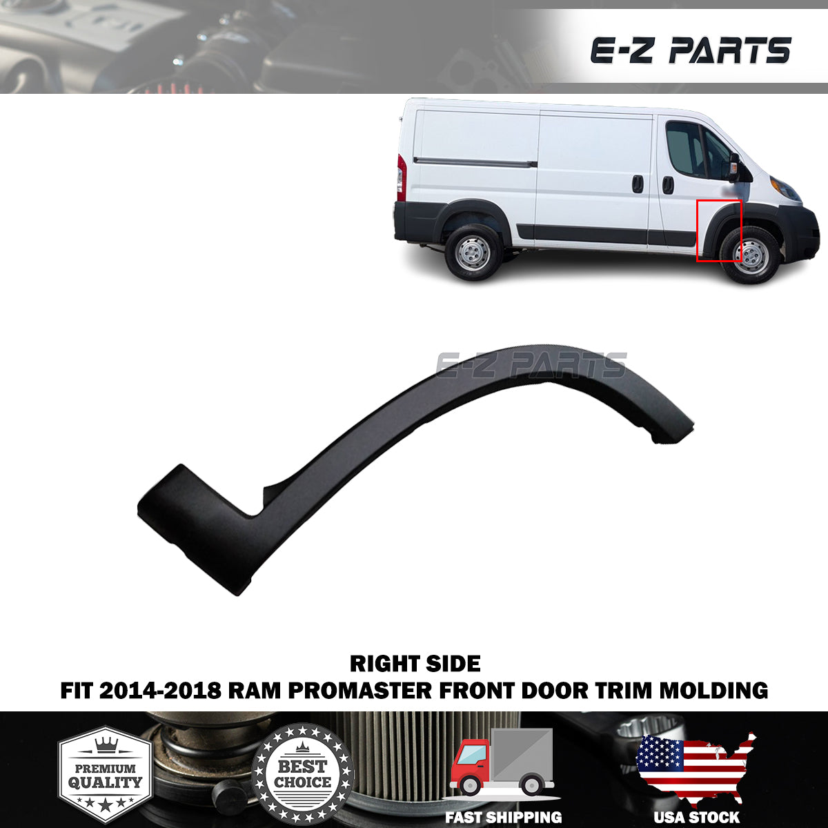Fit 2014-2018 RAM Promaster Right Front Door Trim Molding