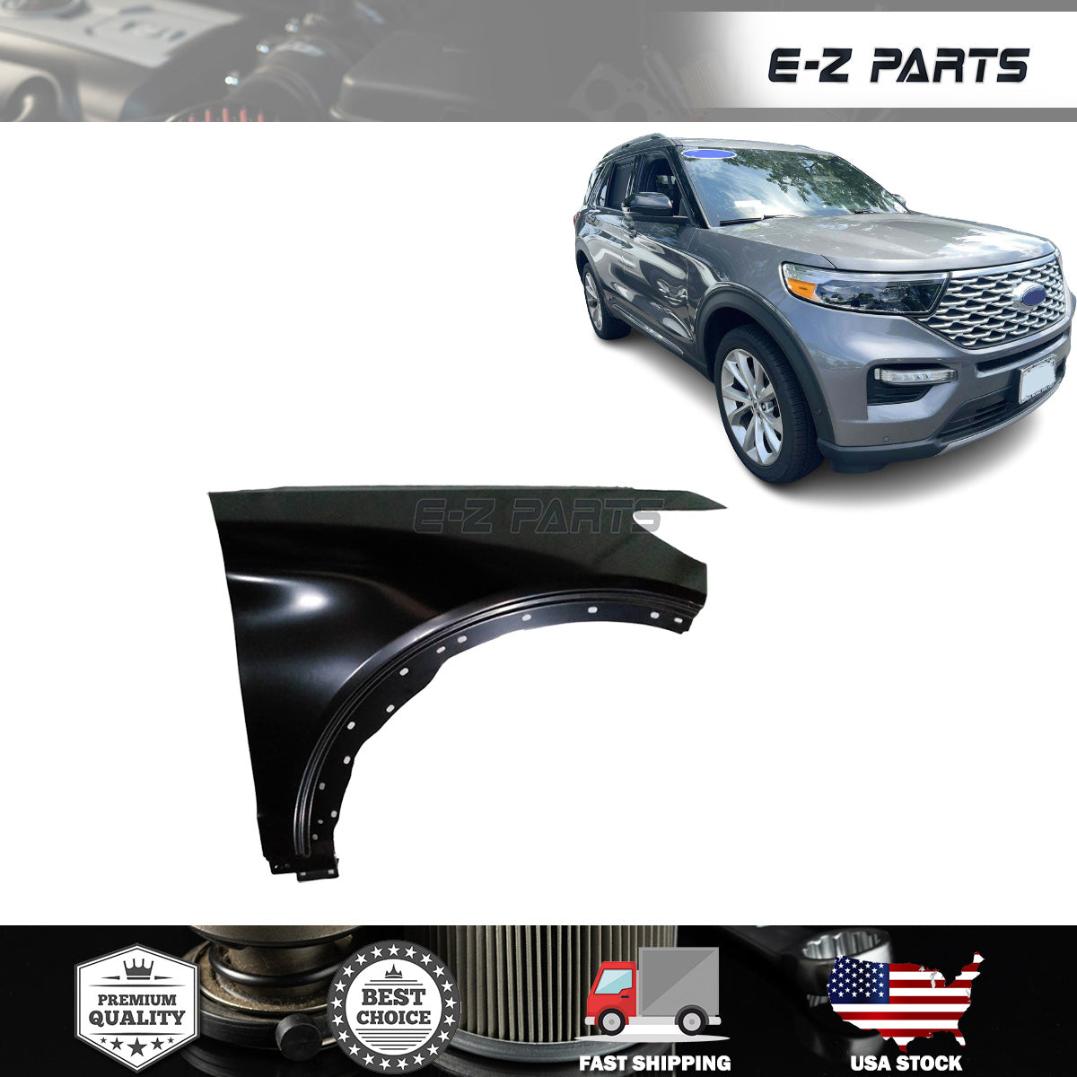 For 2020-2022 Ford Explorer Replacement Front Right Fender LB5Z16005A Steel