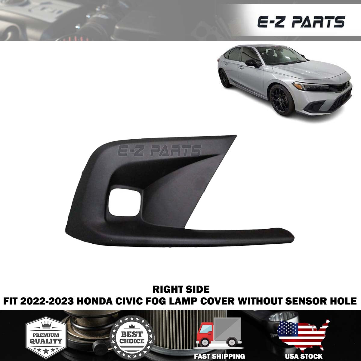 For 2022-2023 Honda Civic Right Fog Lamp Cover without Sensor Hole