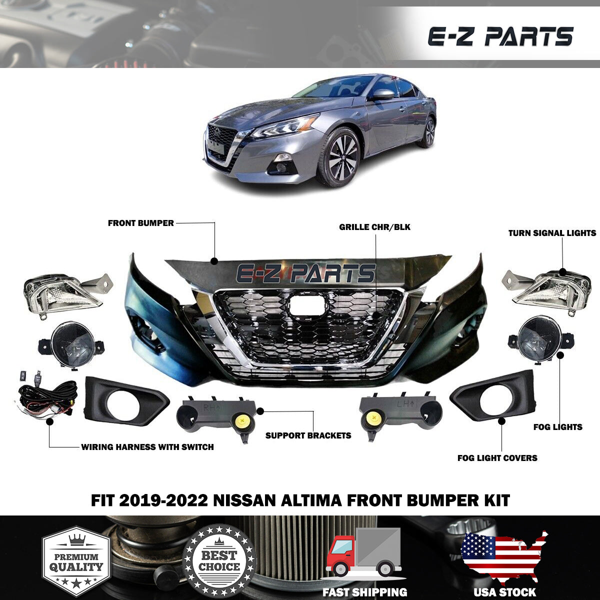 For 2019-2022 Nissan Altima Front Bumper Kit
