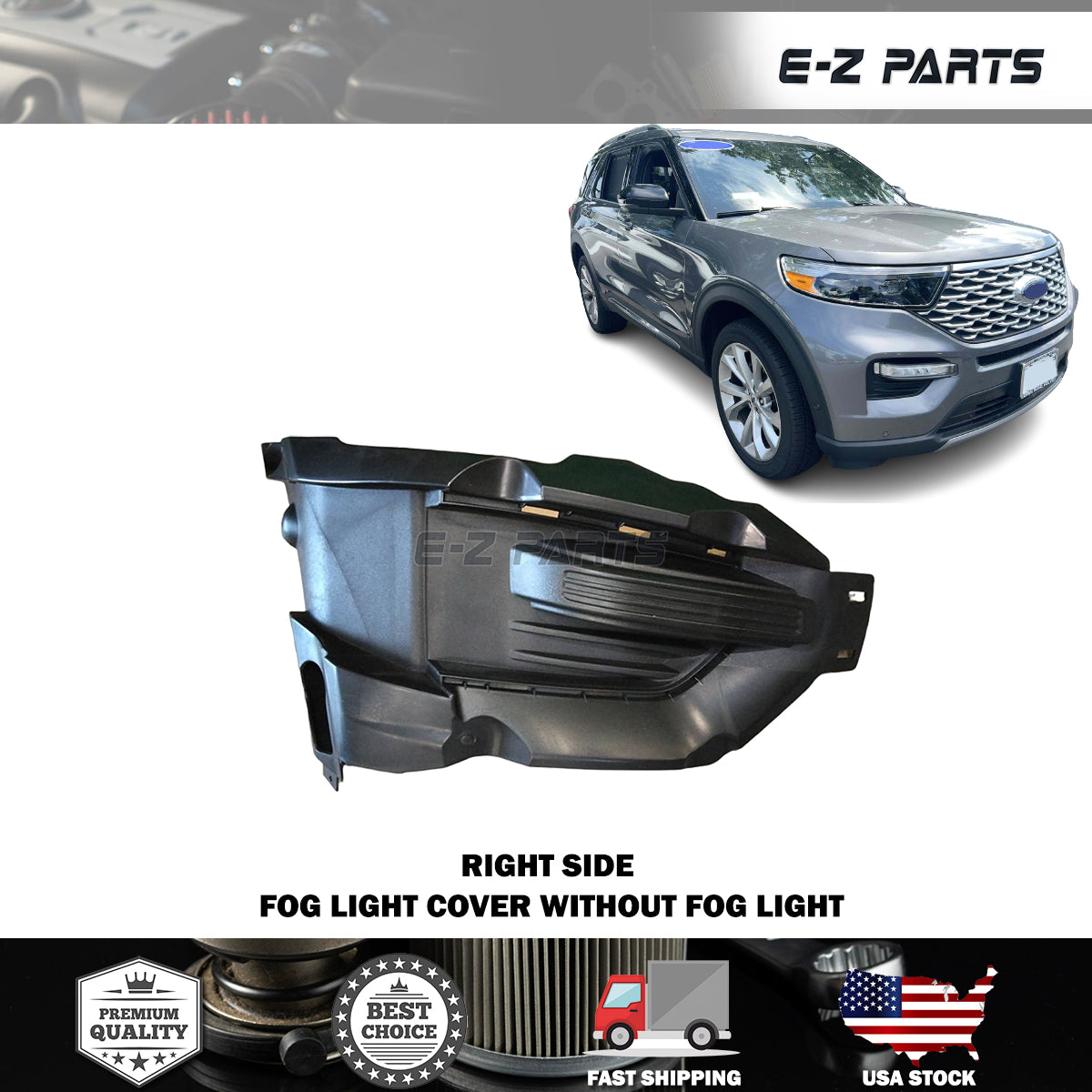 For 2020-2022 Ford Explorer Right Fog Light Cover Without Fog Light Passenger