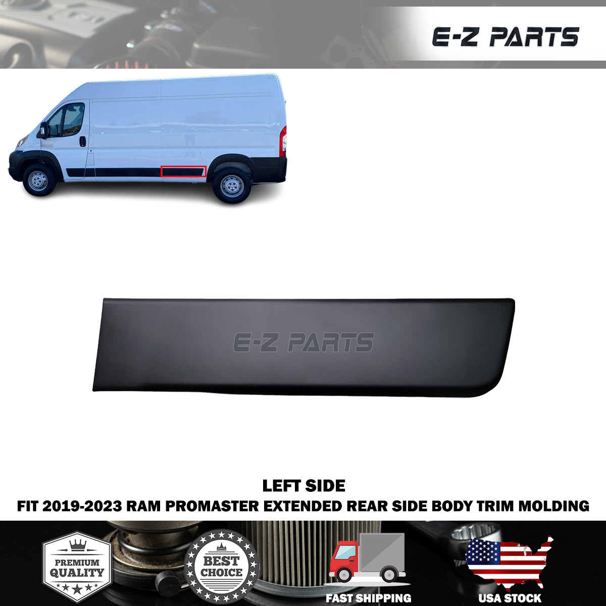 Fit 2019-2023 RAM Promaster Extended Left Rear Side Body Trim Molding LH