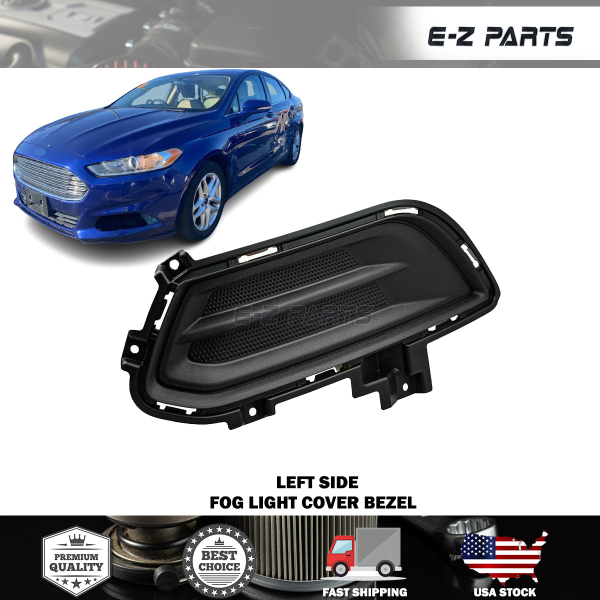 Premium Quality for 2013-2016 Ford Fusion Left Bumper W/O Fog Light Cover Bezel