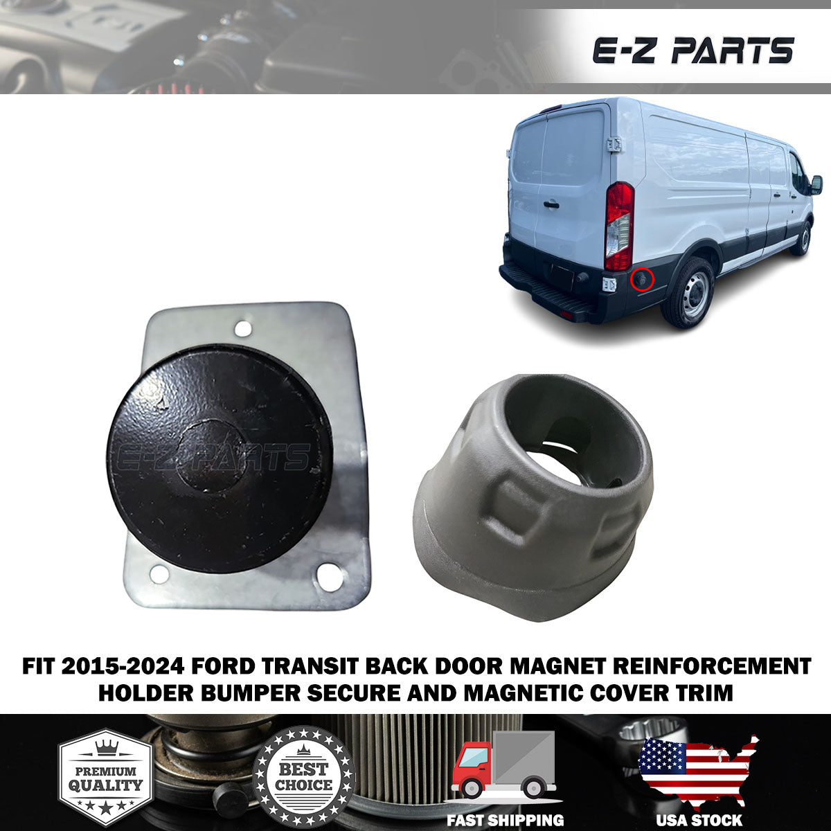 Fit 2015-2024 Ford Transit Back Door Magnet Reinforcement Holder Bumper Secure
