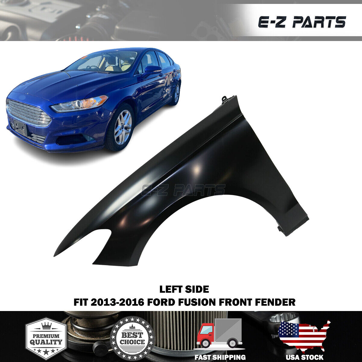 For 2013-2016 Ford Fusion Fender Front Driver Primed Steel