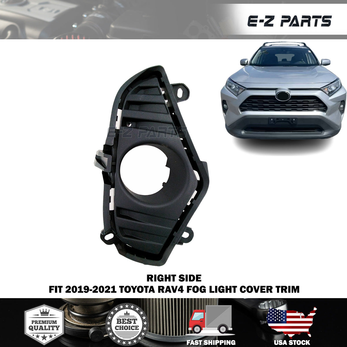 For 2019-2021 Toyota RAV4 Passenger Right Fog Light Cover Trim