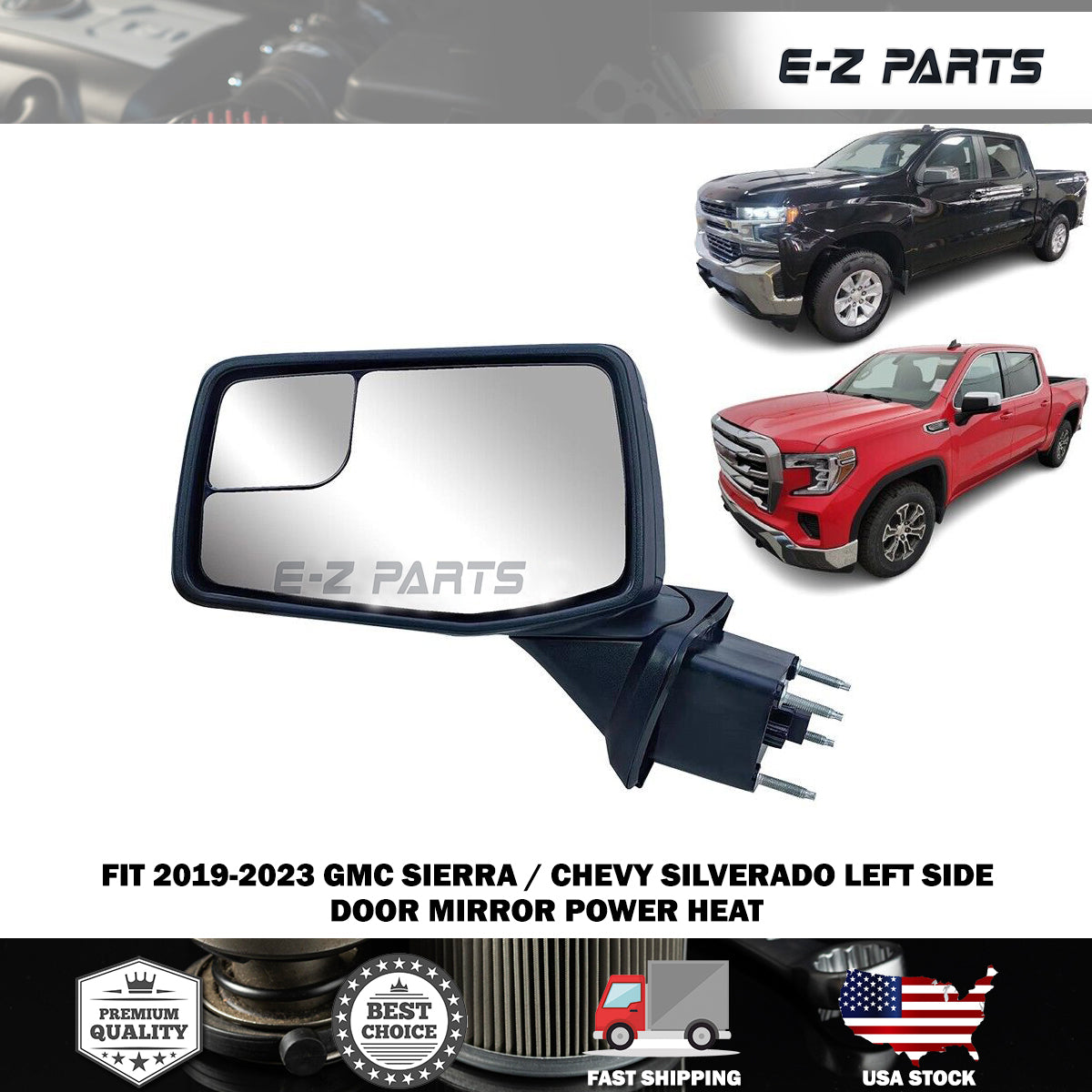 For 2019-2023 GMC Sierra / Chevy Silverado Left Side Door Mirror Power Heat