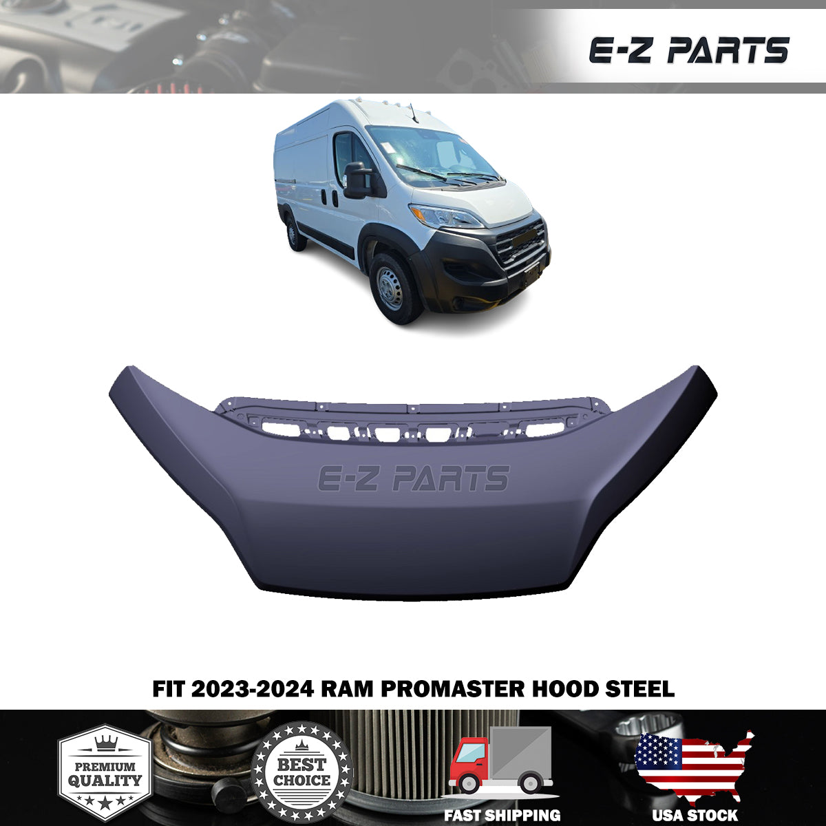Fit 2023-2024 RAM Promaster Hood Steel