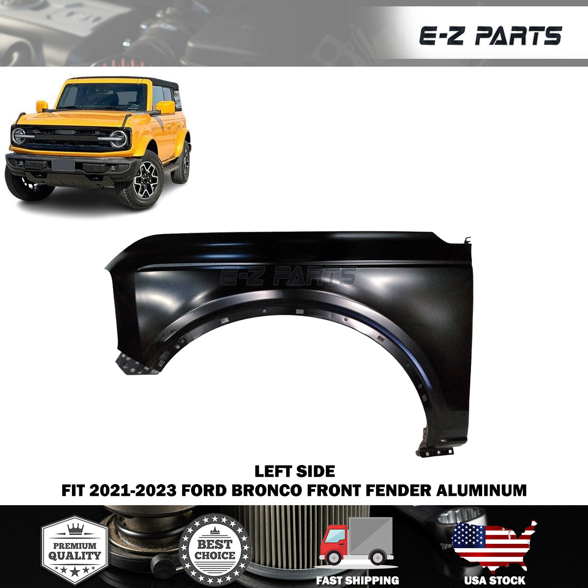 For 2021-2023 Ford Bronco Left Front Fender Aluminum Driver Side LH