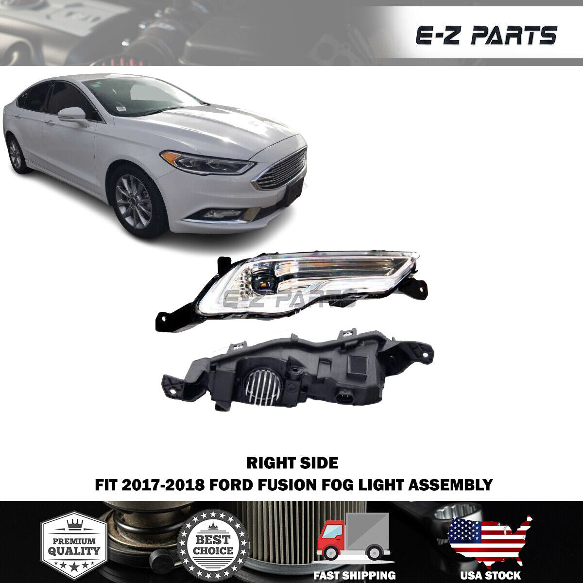 Premium Quality for 2017-2018 Ford Fusion Fog Light Assembly Right RH
