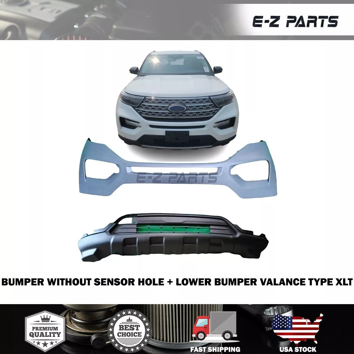 For 2020-2022 Ford Explorer Bumper with Lower Valance