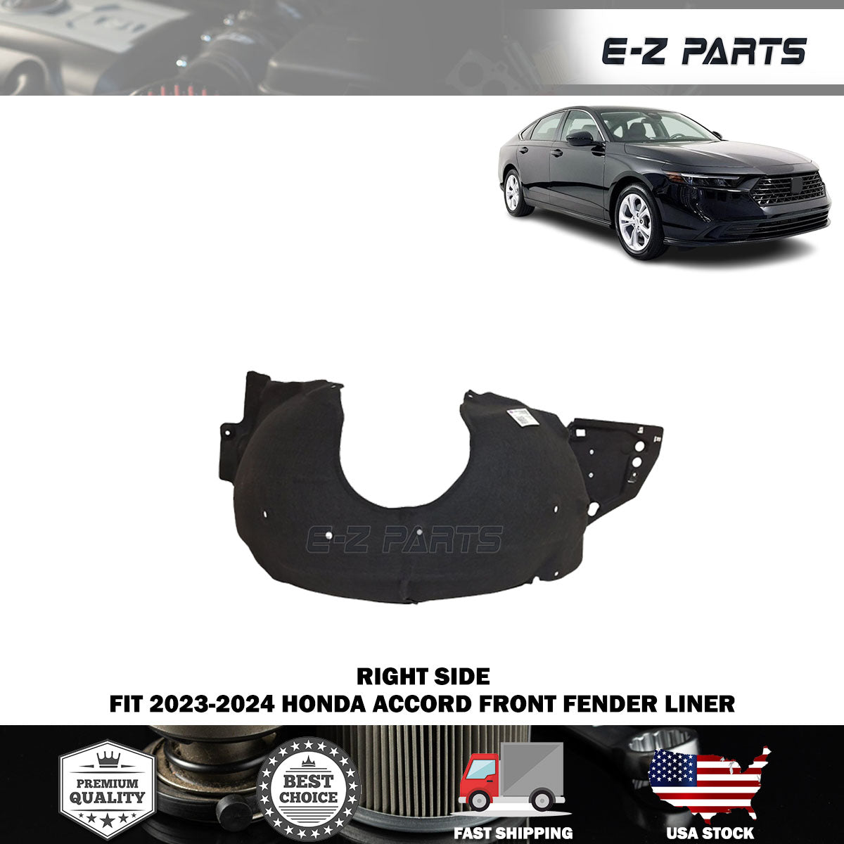 Fit 2023-2024 Honda Accord Front Right Fender Liner