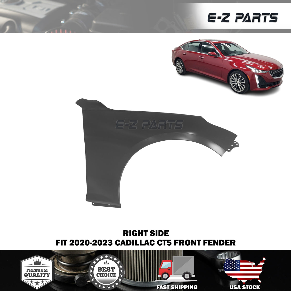 Fit 2020-2023 Cadillac CT5 Front Right Side Fender Steel  Passenger Side RH