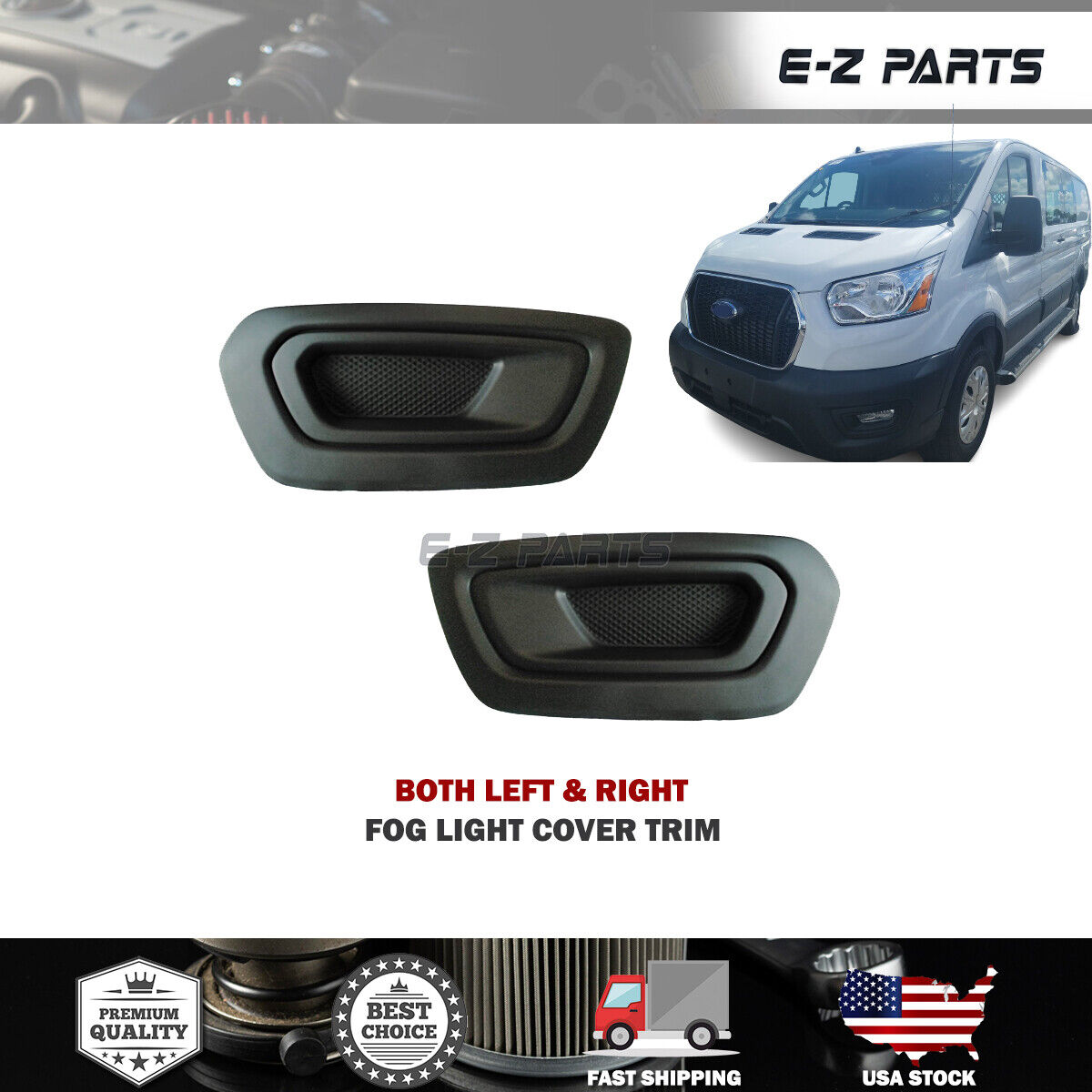 Fit 2020-2023 Ford Transit Both Left & Right Fog Light Cover Trim