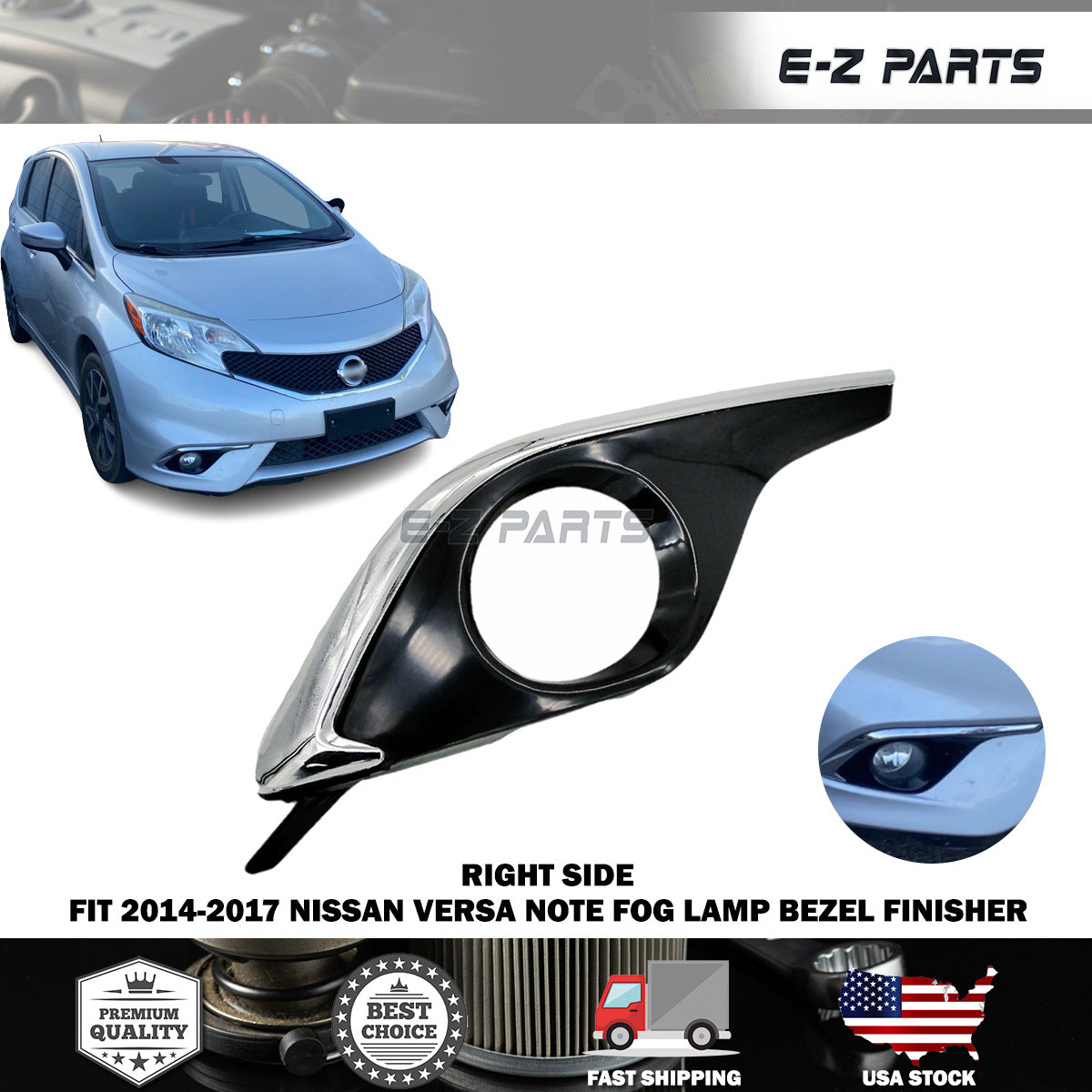 For 2014-2017 Nissan Versa Note Passenger RH Fog Lamp Bezel Finisher 62256-9MB0H