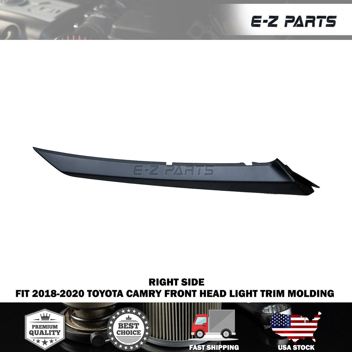 For 2018-2020 Toyota Camry Right Front Head Light Trim Molding Passenger