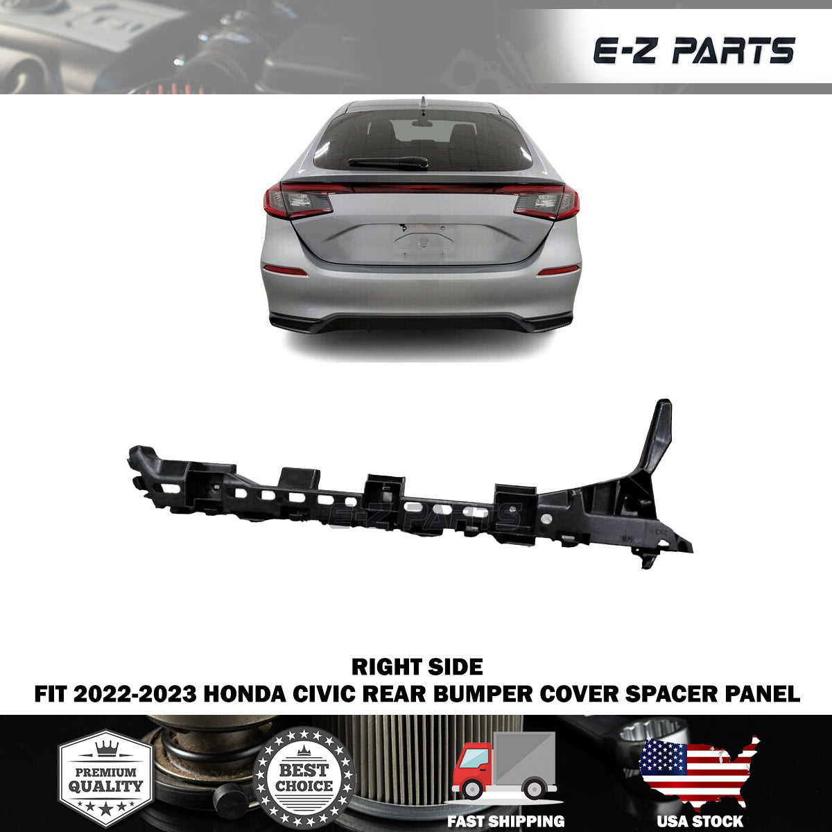 For 2022-2023 Honda Civic Rear Right Side Bumper Cover Spacer Panel