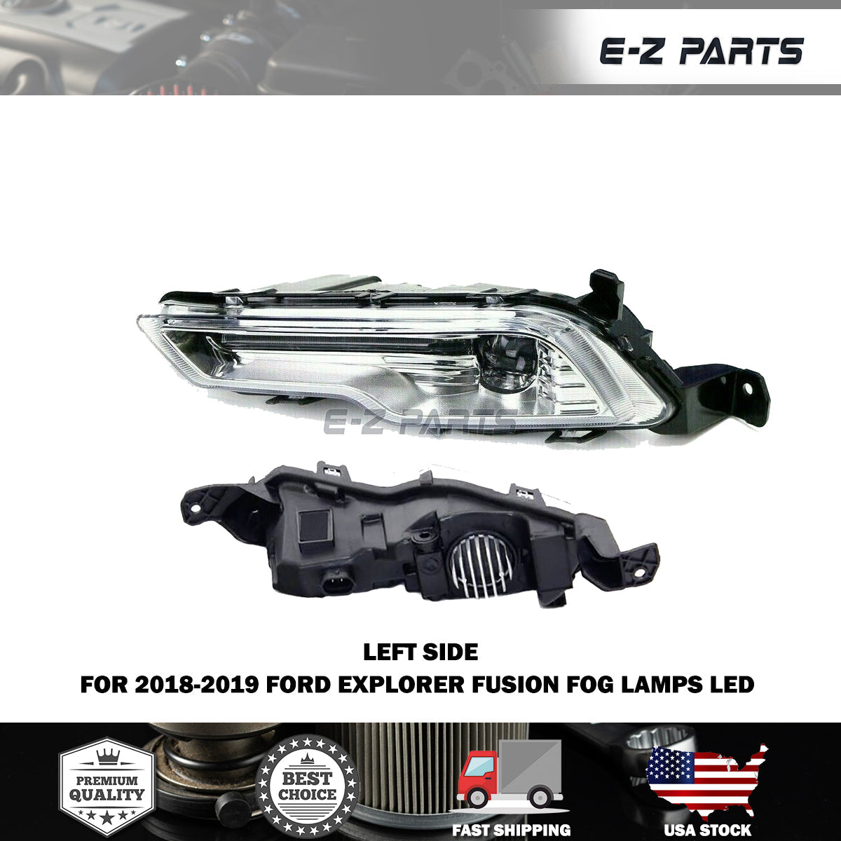Premium Quality for 2017-2019 Ford Explorer/Fusion LED Fog Lamps Fog Light Left Side