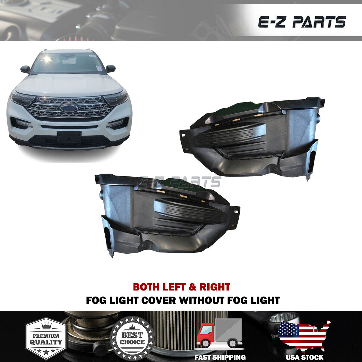 For 2020-2022 Ford Explorer Both Left & Right Fog Light Cover Without Fog Light
