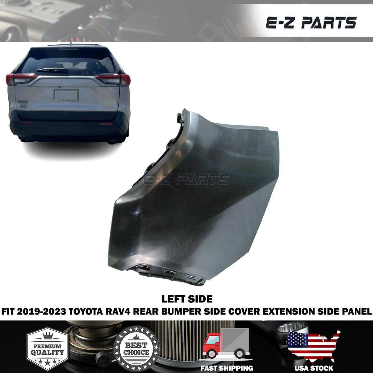 For 2019-2023 Toyota Rav4 Rear Bumper Side Cover Extension Side Panel Driver LH