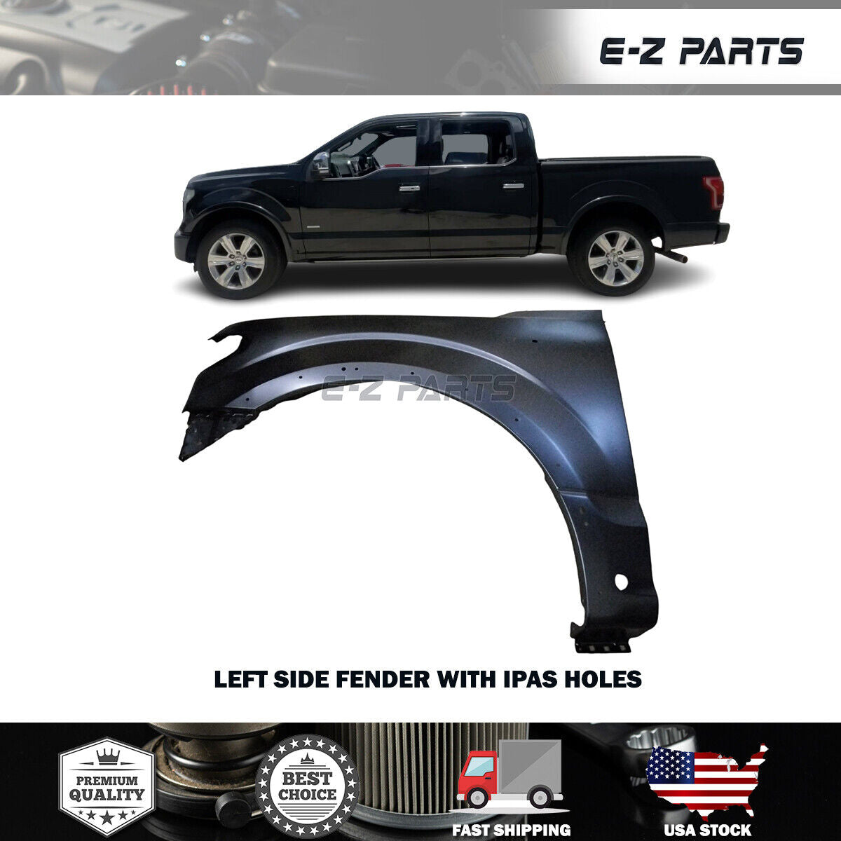 For 2015-2020 Ford F150 Aluminum With IPAS Holes Fender Driver Side LH