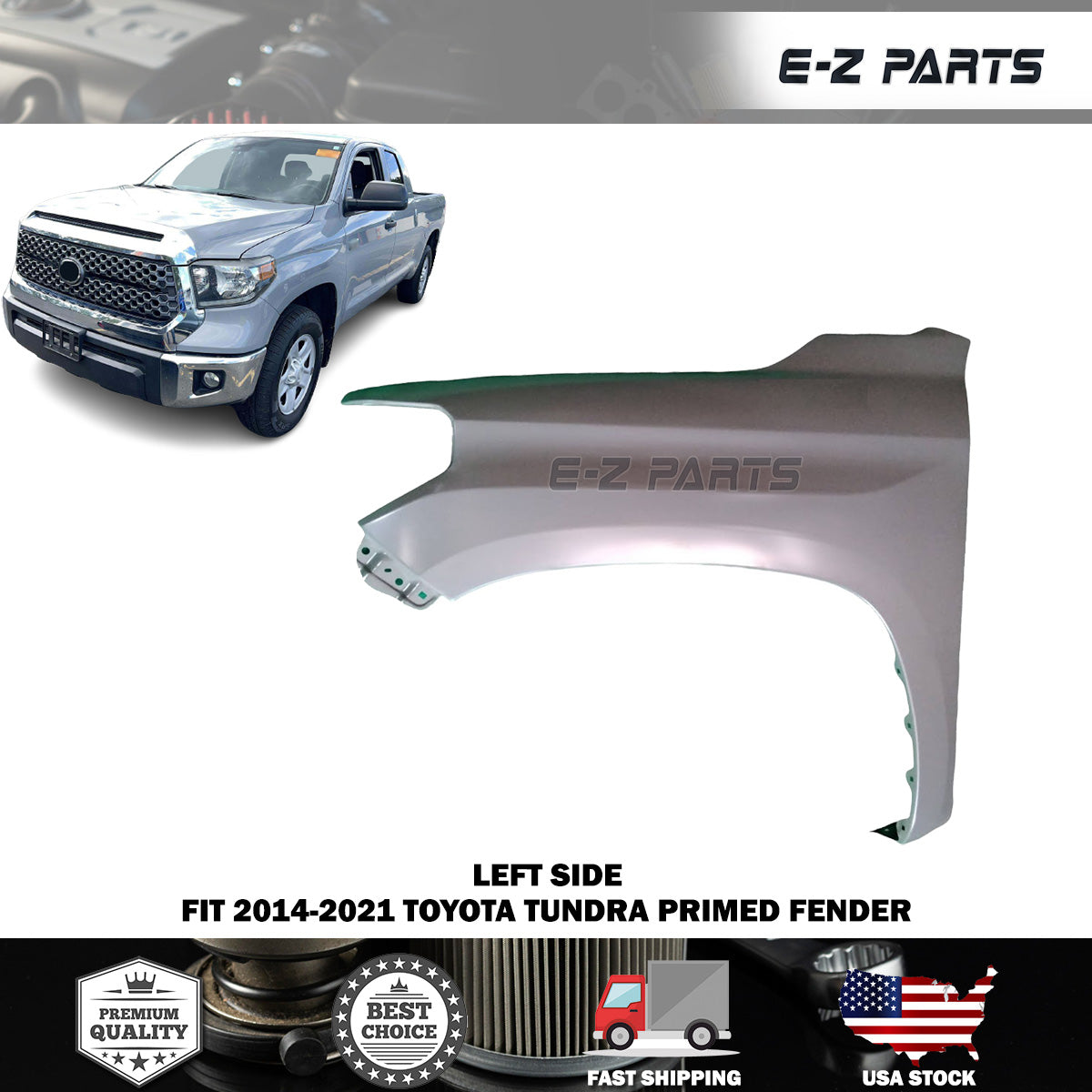 For 2014-2021 Toyota Tundra Primed Left Fender Driver Side LH