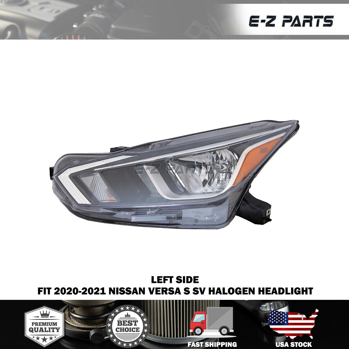 For 2020-2021 Nissan Versa S SV Halogen Headlight Left Driver 20-17320-00