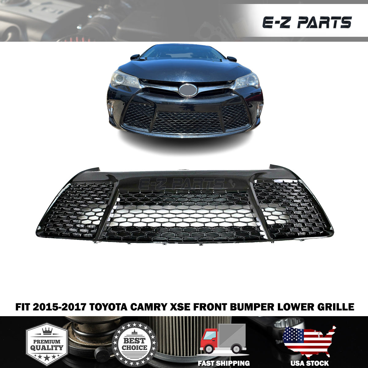 For 2015-2017 Toyota Camry XSE FRONT BUMPER LOWER BLACK GRILLE