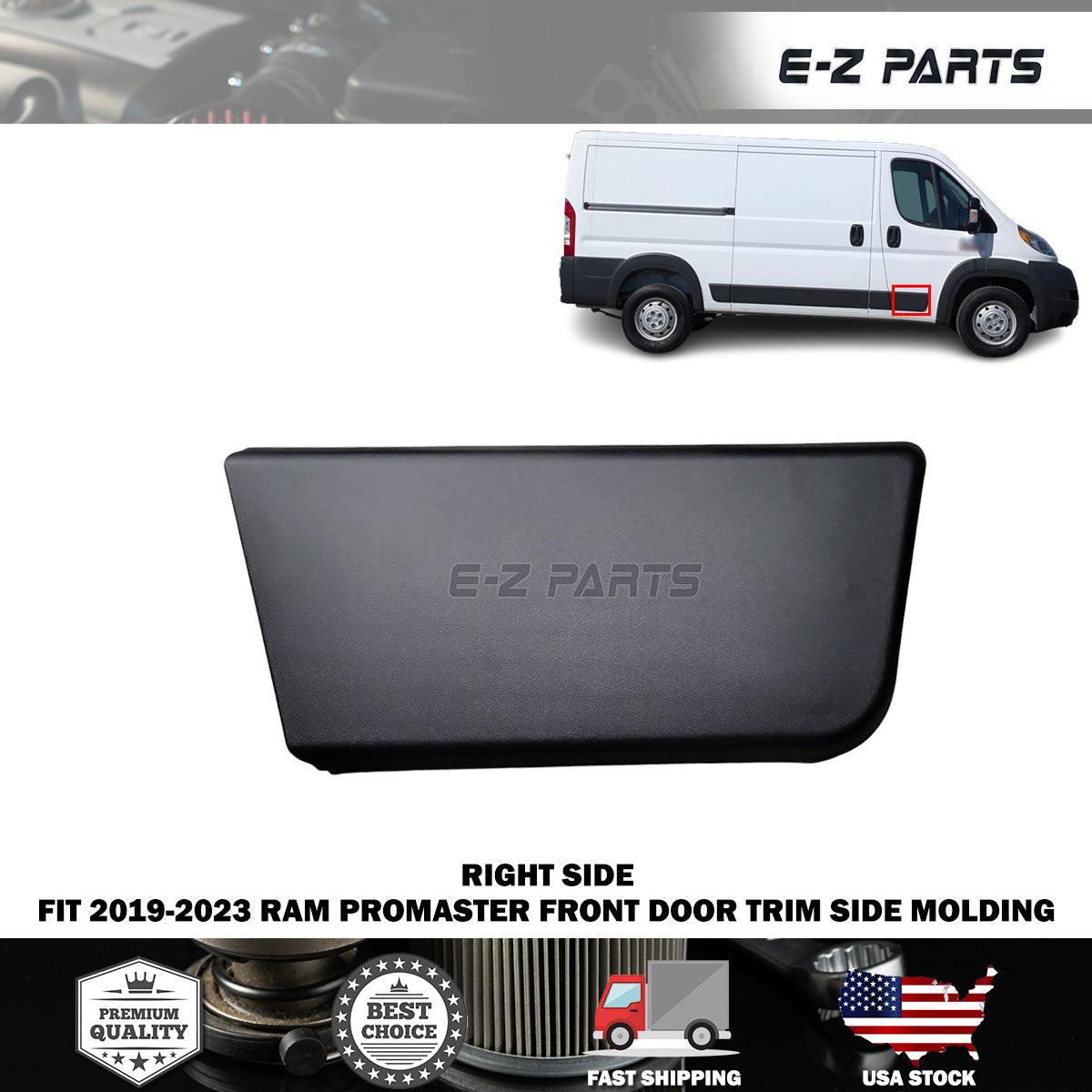 Fit 2019-2023 RAM Promaster Right Front Door Trim Side Molding