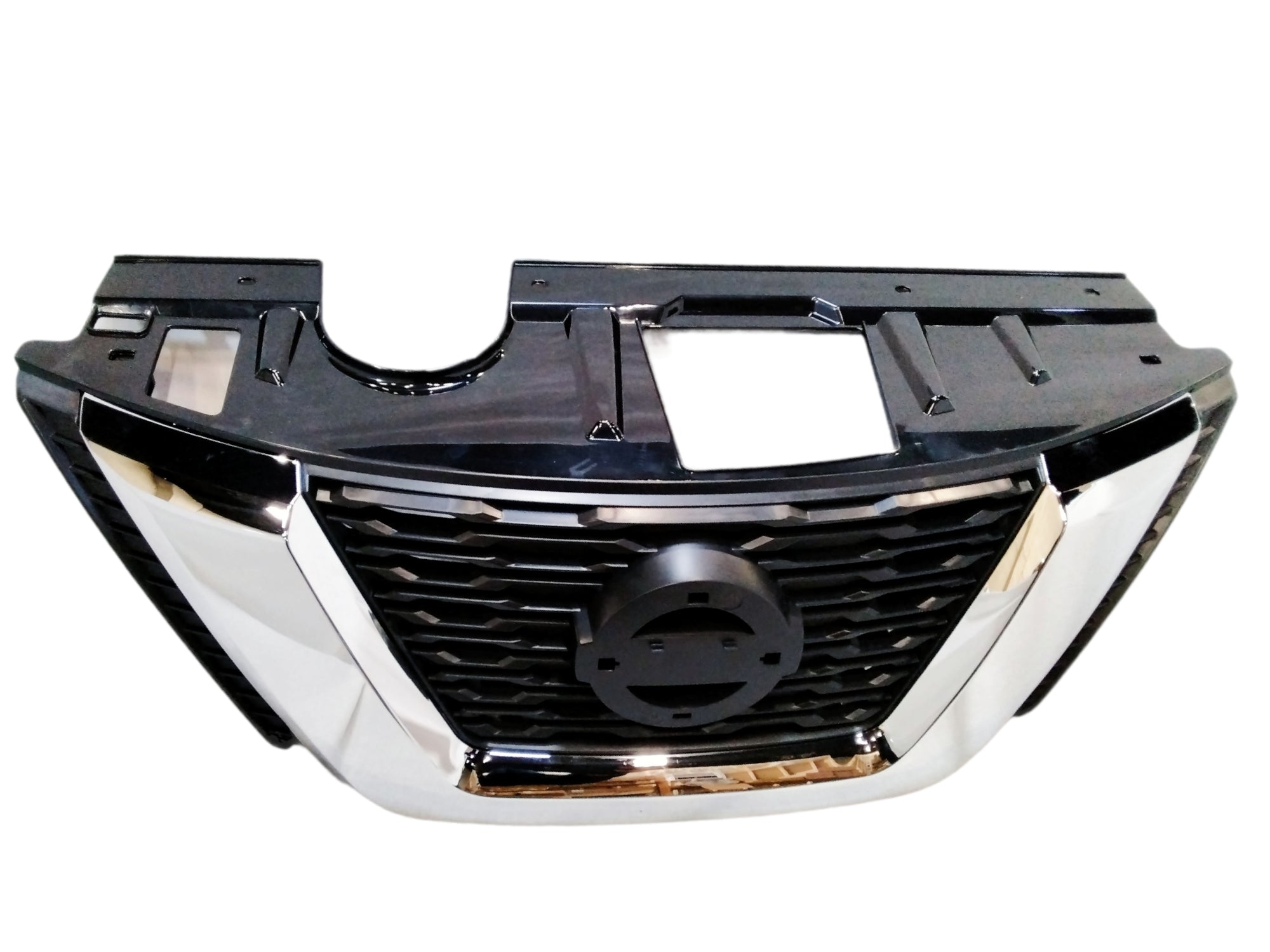 For 2017-2019 Nissan Rogue Front Bumper Upper Hood Grille Black/Chrome Trim