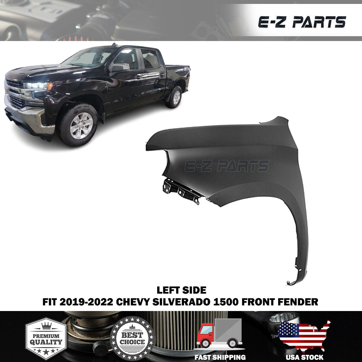 For 2019-2022 Chevy Silverado 1500 Front Left Fender Driver Side LH
