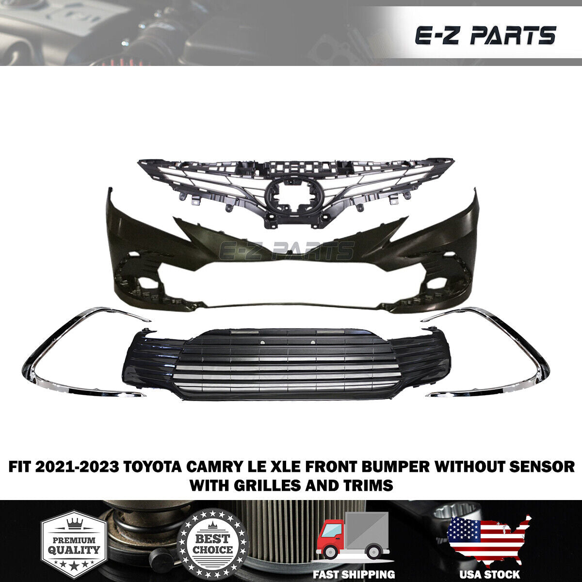 For 2021-2023 Toyota Camry LE XLE Front Bumper with Grilles and Trims