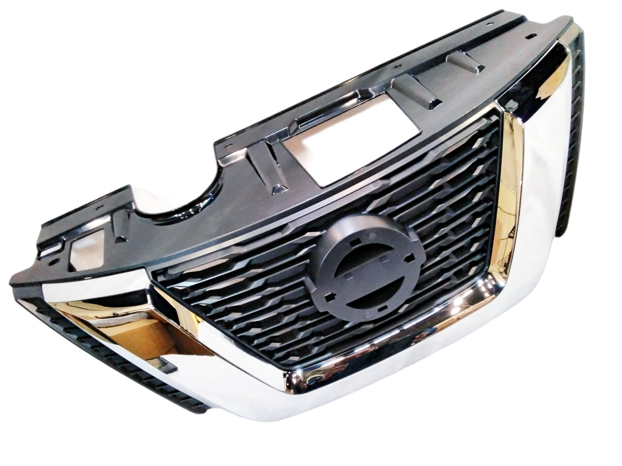 For 2017-2019 Nissan Rogue Front Bumper Upper Hood Grille Black/Chrome Trim