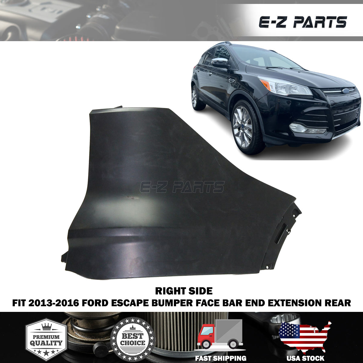 For 2013-2016 Ford Escape Bumper Face Bar End Extension Rear RH