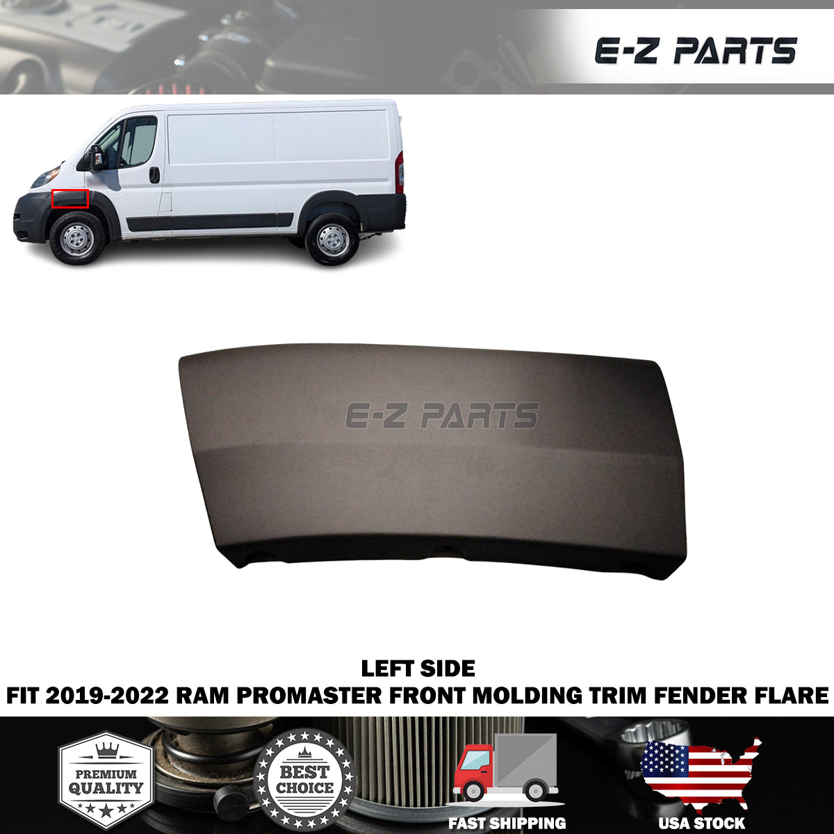 Fit 2019-2022 RAM Promaster Left Front Molding Trim Fender Flare