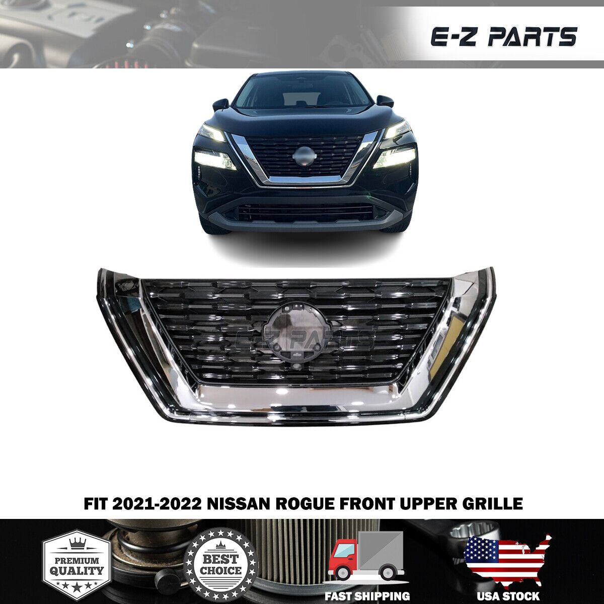 For 2021-2022 Nissan Rogue Front Upper Grille
