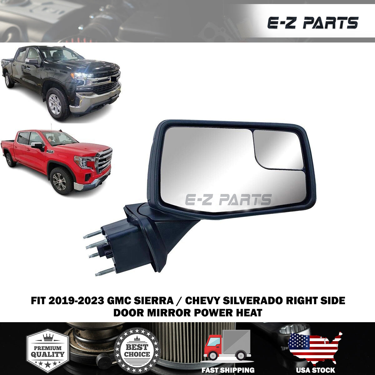 For 2019-2023 GMC Sierra / Chevy Silverado Right Side Door Mirror Power Heat